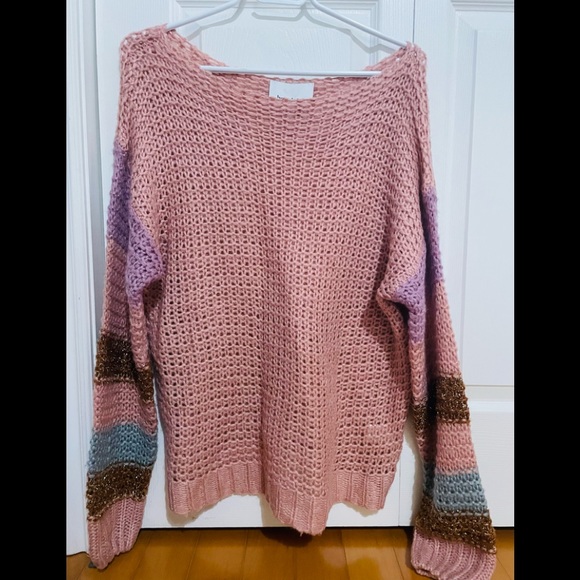 Anthropologie Heartloom Metallic Striped Sweater - Picture 7 of 7